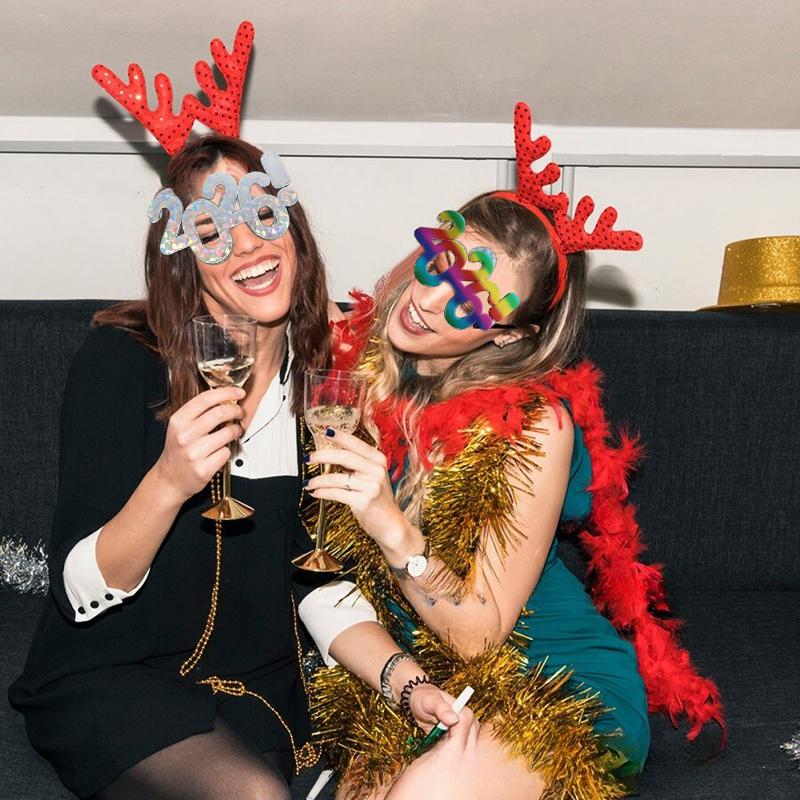 Ochelari de vedere cu numărul 2026 Ochelari An Nou Fericit Ochelari cu sclipici de diamant Ochelari de soare Recuzită Cosplay Decor pentru petrecerea de Crăciun Ochelari amuzanți