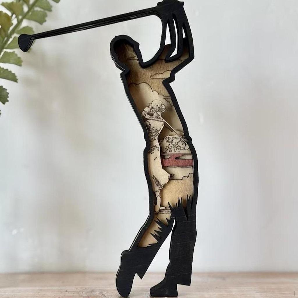 Athlete Figurine Desktop Art Figure Artwork Fans Gifts Player Statue Wood Ornament for Living Room