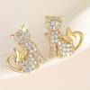 Elegant Cat Earrings Synthetic Zirconia Cute Animal Theme Jewelry Perfect for Women's Daily Wear and Party Gifts