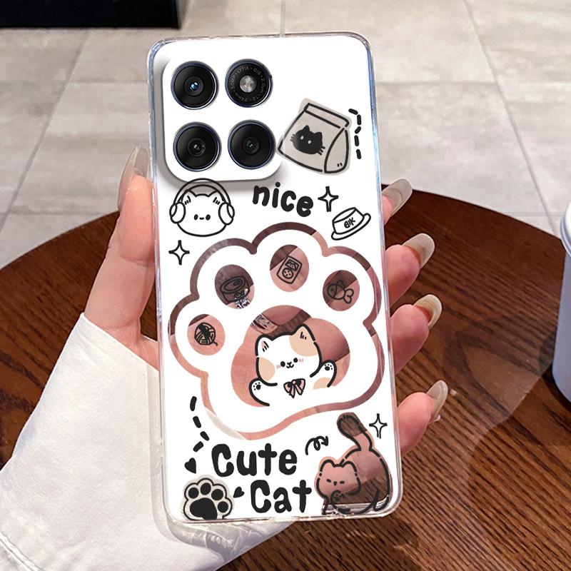 Casing For Motorola Edge 60 Fusion Pro 60s Aesthetic Fashion Cute Cat Astronaut Soft Silicone Back Cover Transparent Phone Case