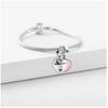 925 Silber Flügel Brillen Bienen Rosa Herzen Anhänger Perlen Schmuckherstellung Damen Geschenk Anhänger Armband Halskette