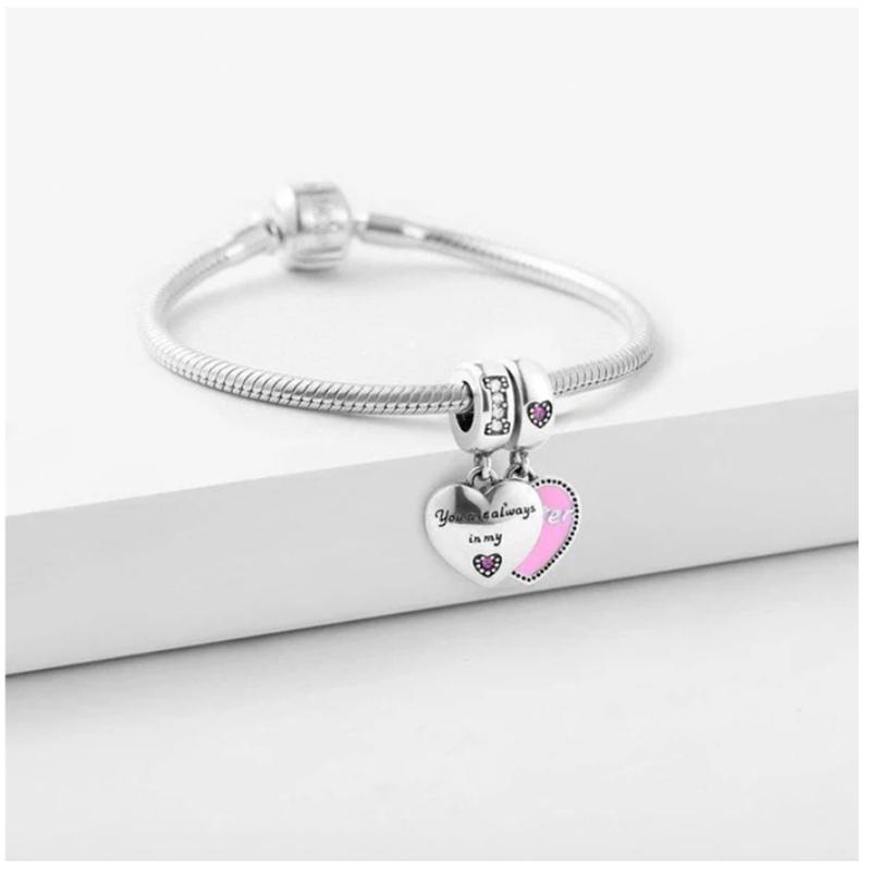 925 Silber Flügel Brillen Bienen Rosa Herzen Anhänger Perlen Schmuckherstellung Damen Geschenk Anhänger Armband Halskette