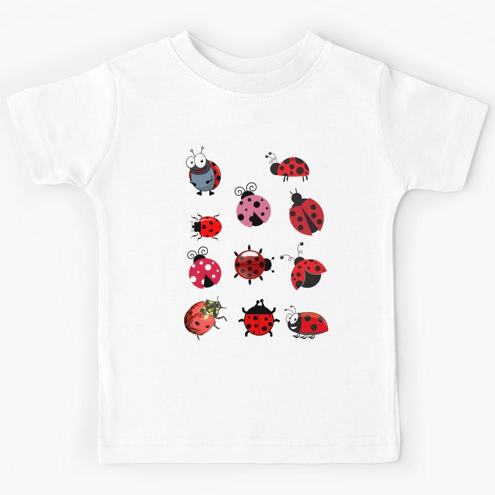 Beautiful lady bugs - pink red purple blue and black - lady bug pattern Kids T-Shirt 130