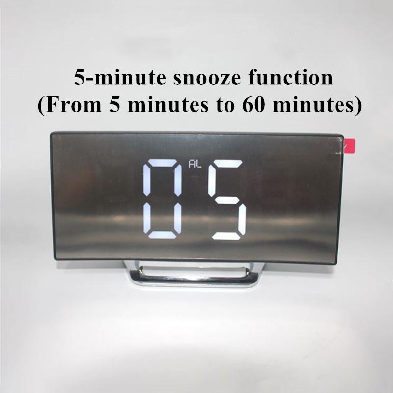 Mirror Digital Alarm Clock Temperature Date Night Mode Snooze USB Powered Always On Table Clock 12/24H Anti-disturb LED Clock