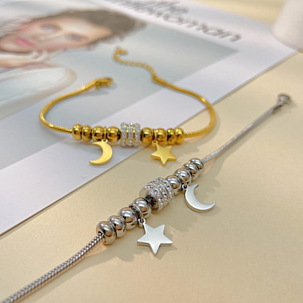 Wind Fashion Titanium Steel Snake Bone Chain Beaded Jewelry Stainless Steel Star Moon Bracelet Female