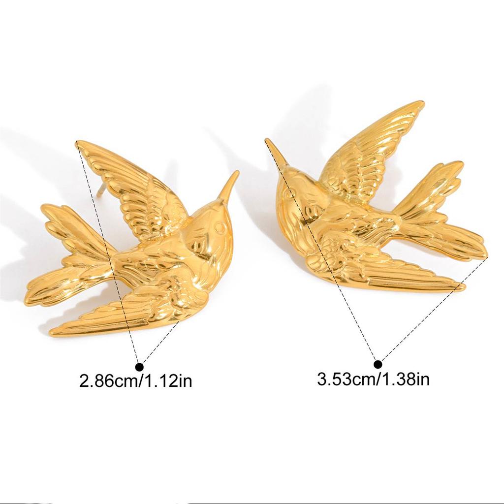 Yori Exclusive Design Peace Dove and Swallow Earrings Temperament Versatile Wear Fashion Jewelry 18K Golden PVD Plated New