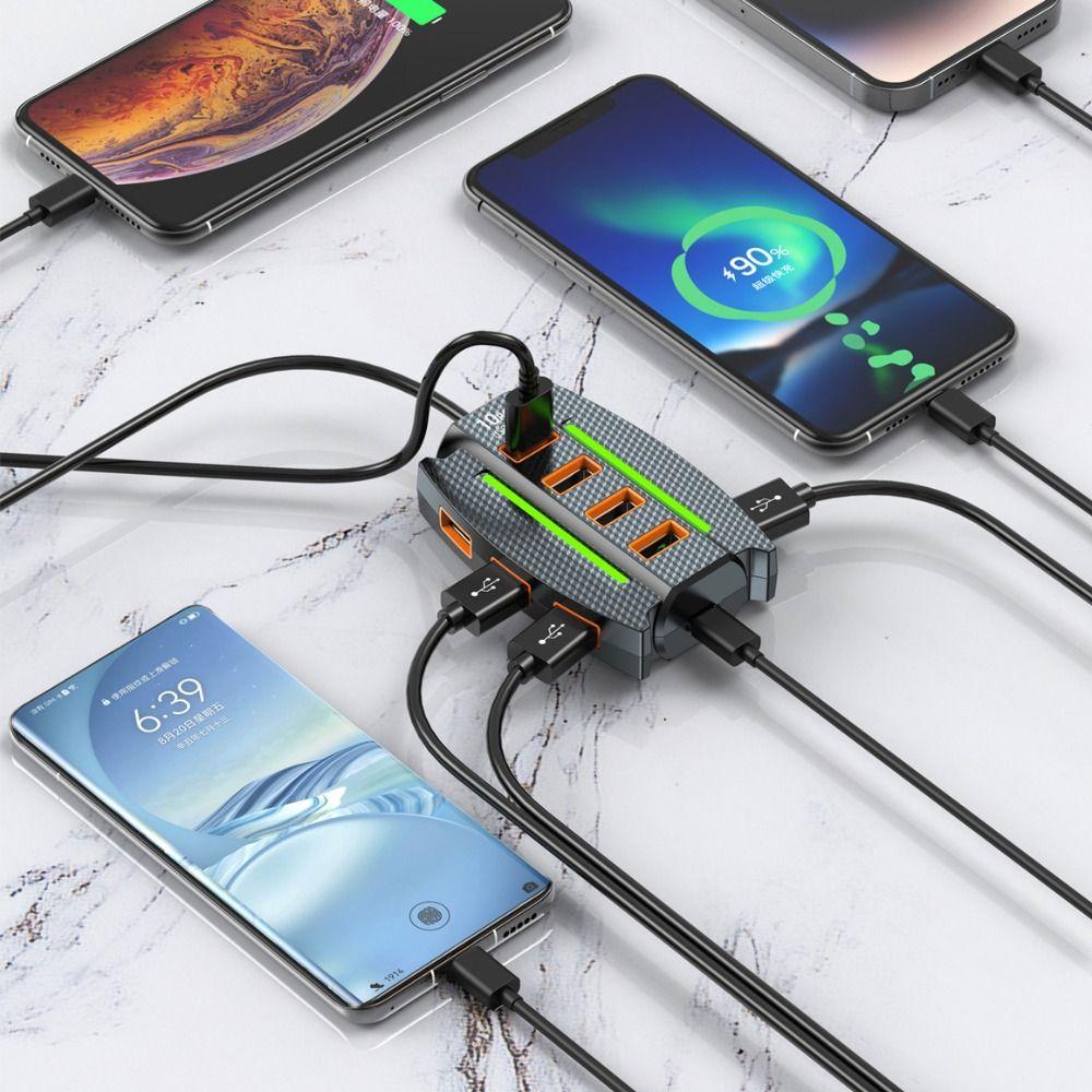 Extend 10 Ports USB 2.0 Splitter RGB Backlight USB Port Expander  Mobile Phone Accessories