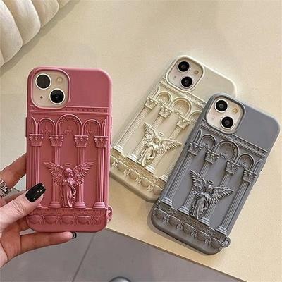 Custodia per telefono con statua di angelo 3D e opera d'arte retrò per iPhone 16 15 14 13 12 11 Pro Max Letteratura Custodia morbida antiurto in silicone alla moda