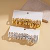 Twelve-piece geometric round pleated silver needle stud earrings cold wind sexy earrings