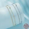 New Beaded S925 Sterling Silver Bracelet for Women Korean Fashion Electroplating Adjustable Simple Silver Bracelet