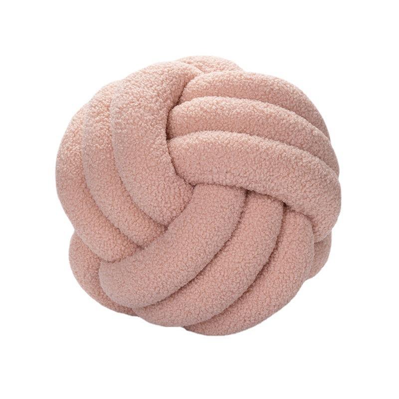 Hand-woven Knotted Ball Pillow Lamb Velvet Roll Pillow Sofa Living Room Household Cushion