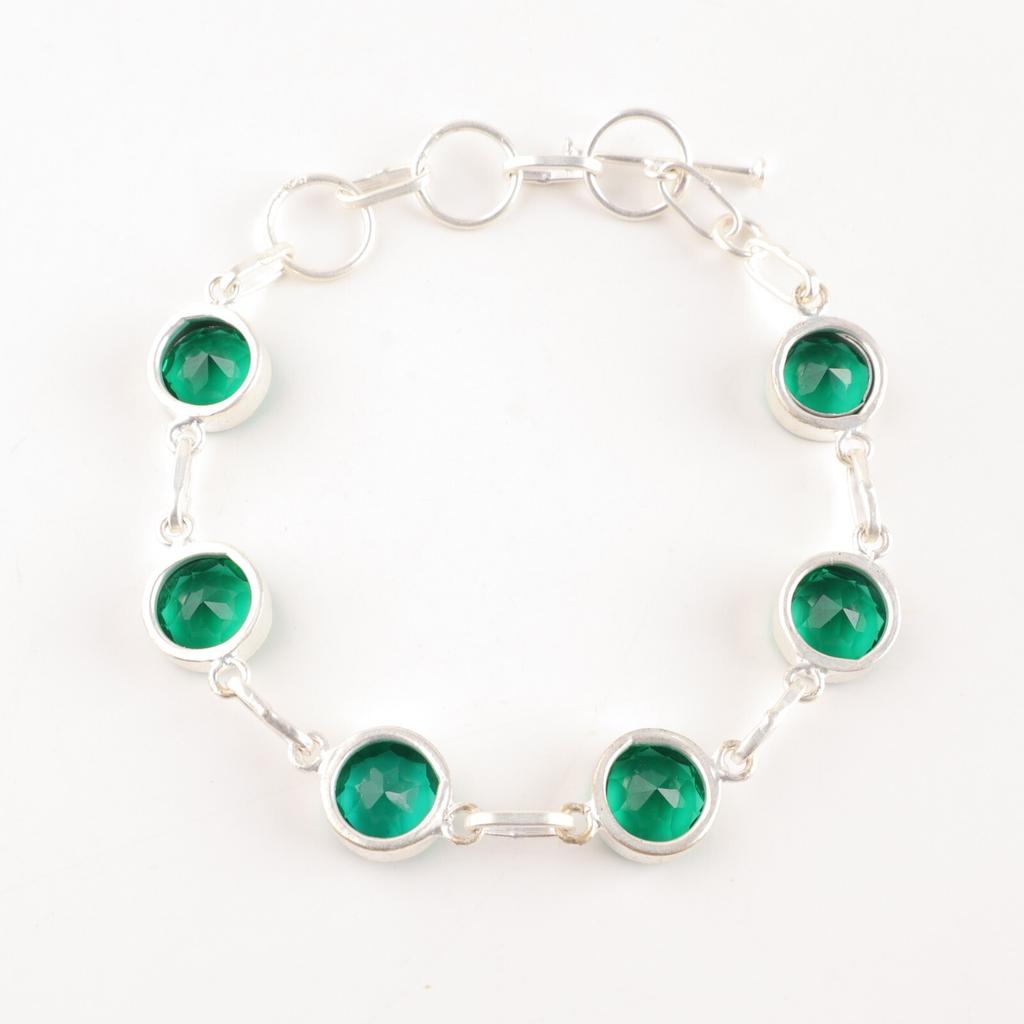 Chrome Diopside Gemstone 925 Sterling Silver Jewelry Handmade Women's Bracelet RB-14-1