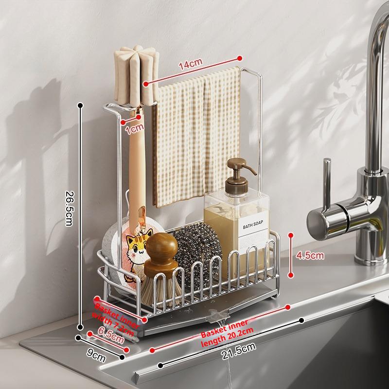 Sponge Holder 304 Stainless Steel Kitchen Countertop Dishcloth Drain Rack Sink Storage Rack Small