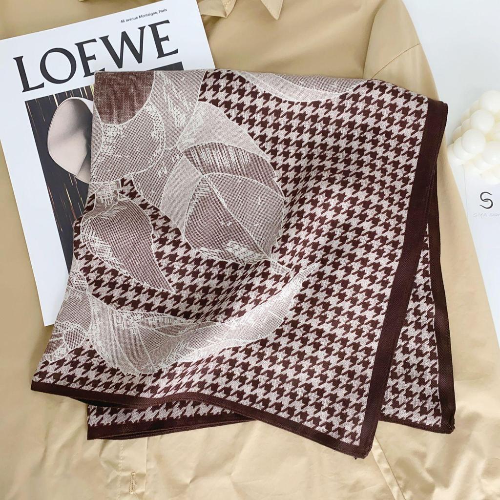 Korean Style Silk Square Scarf with Butterfly & Flower Print - Women's Fashion Accessory, Neck Tie, or Hair Scarf - Ideal Mother's Day Gift