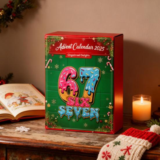 Calendrier de l'Avent de Noël avec 67 Ornements Suspendus d'Arbre de Noël en Acrylique 24