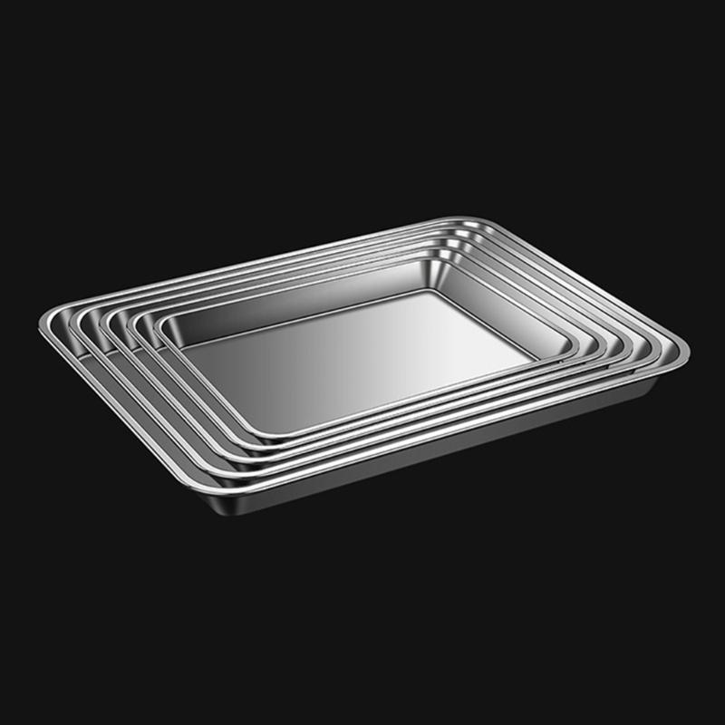 304 Roestvrij Staal Bakplaat Rechthoekig Platte Bodem Ovenbakplaat Voor Gebak En Broden Roestvrij Barbecue Schaal