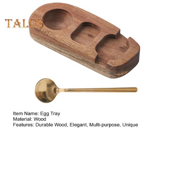 Wood Egg Serving Tray 3-Compartment Wooden Platters with Spoon Dining Egg Tray Holder for Cheese Snacks Desserts Sushi