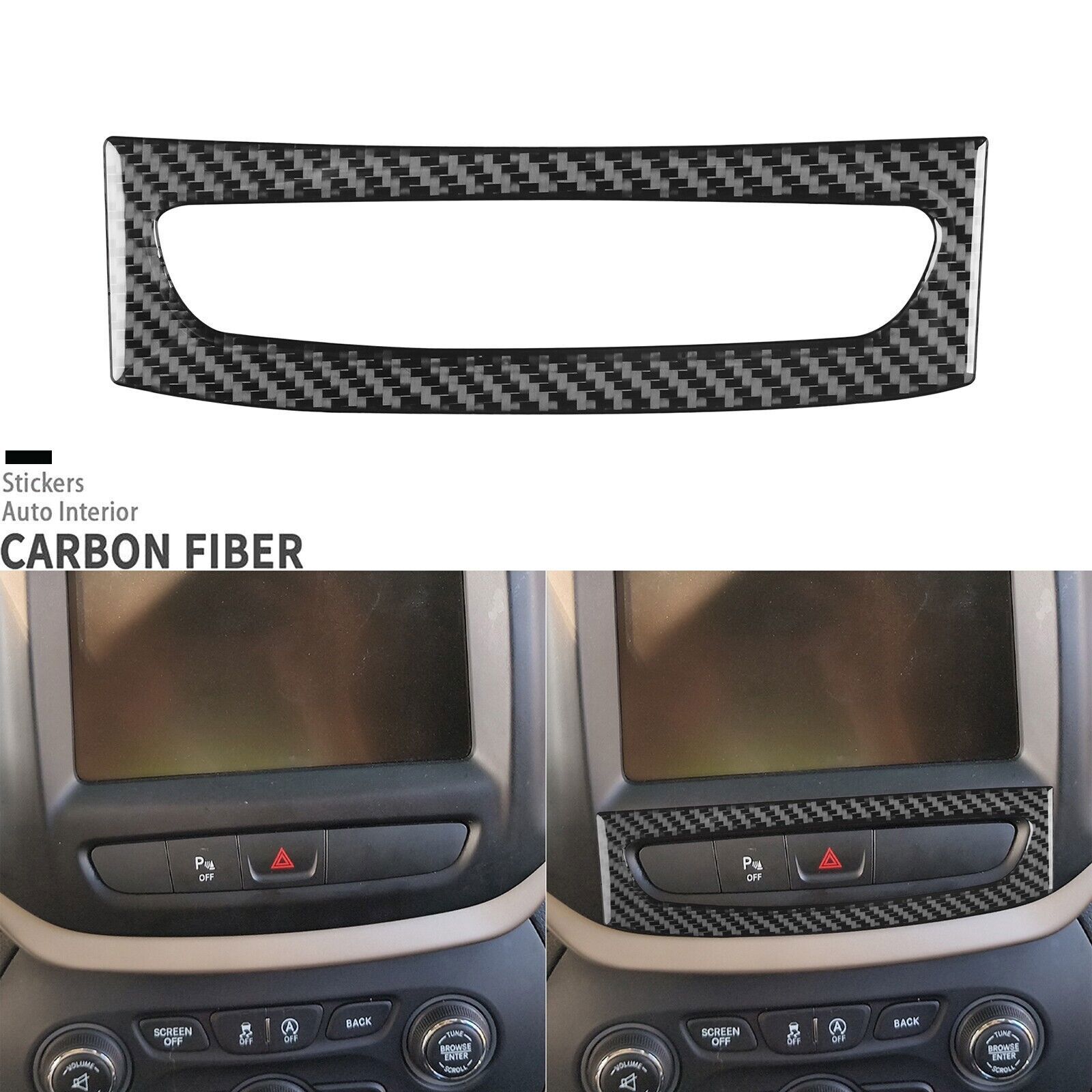 Real Carbon Fiber Console Hazard Warning Light Cover For Jeep Cherokee 2014-2018