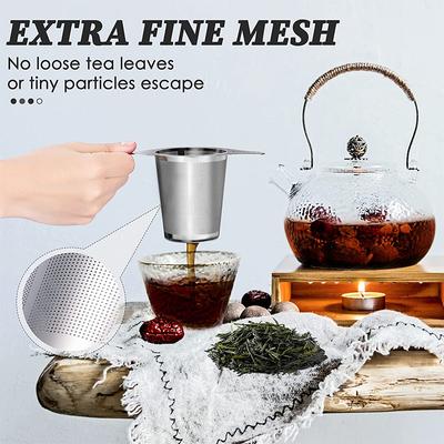 Filtro per Tè in Acciaio Inossidabile a Rete con Doppia Maniglia Grande Capacità Infusore per Tè in Foglie Sciolte JT209