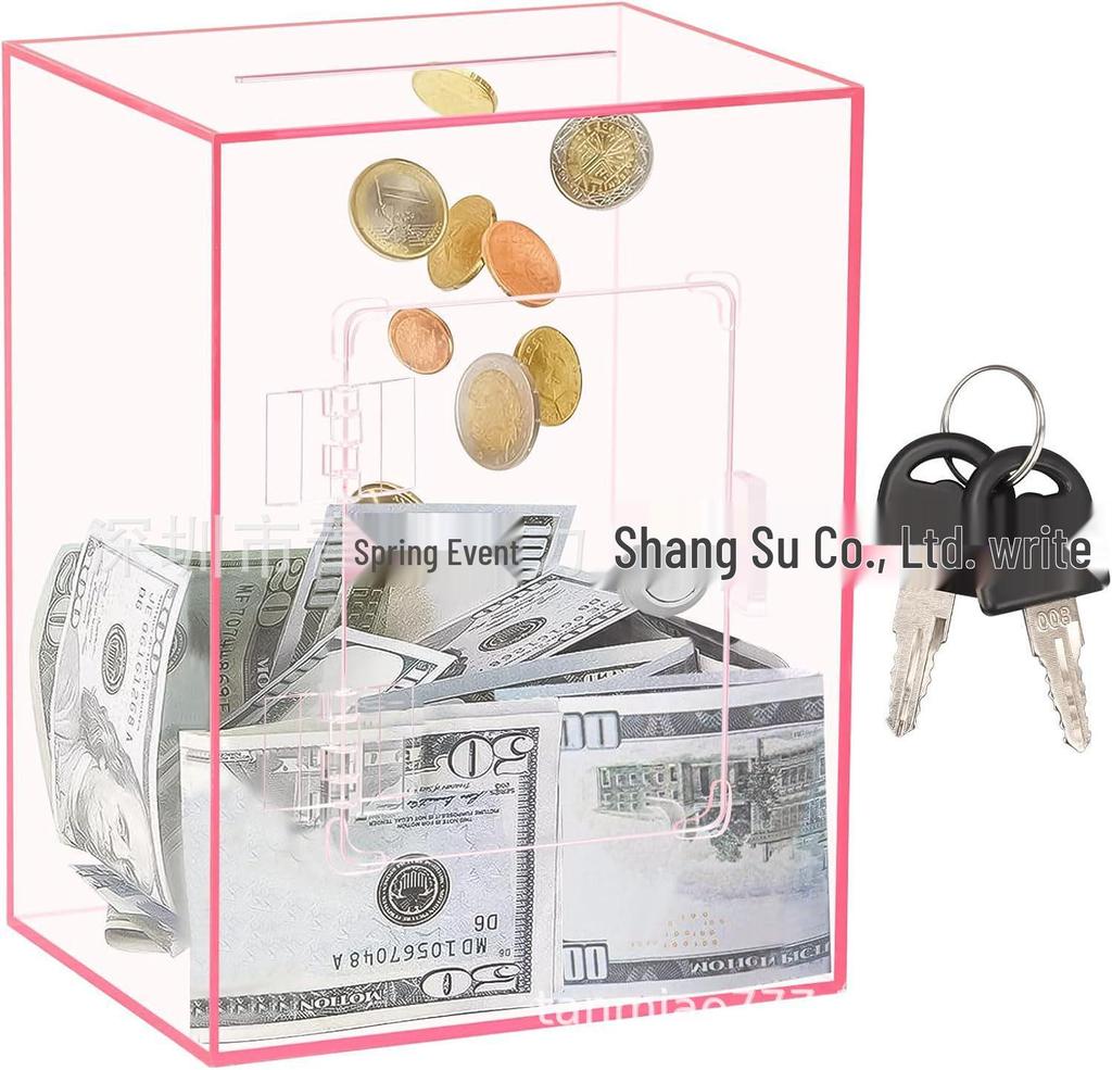Clear Acrylic Lockable Coin Savings Bank Box