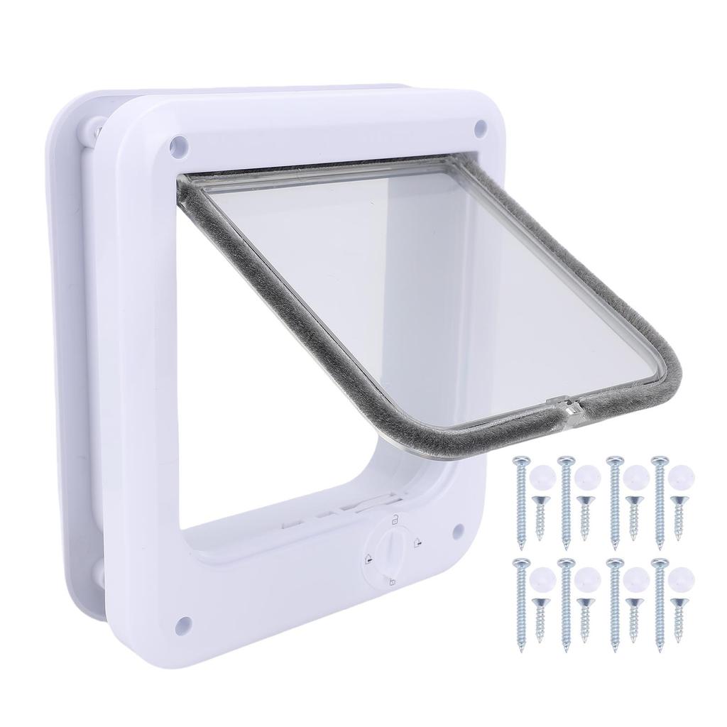 Pet Flap Door Multifunctional Minimalist Design 4 Way Control Cat Dog Swing Pet Door for Fence Window M(195x222mm