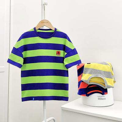 Kinderbekleidung Sommer Koreanische Version des neuen lockeren Kurzarm-Mediums Kinder gestreift Tide Marke Halbarm T Junge Kurzarm T-Shirt