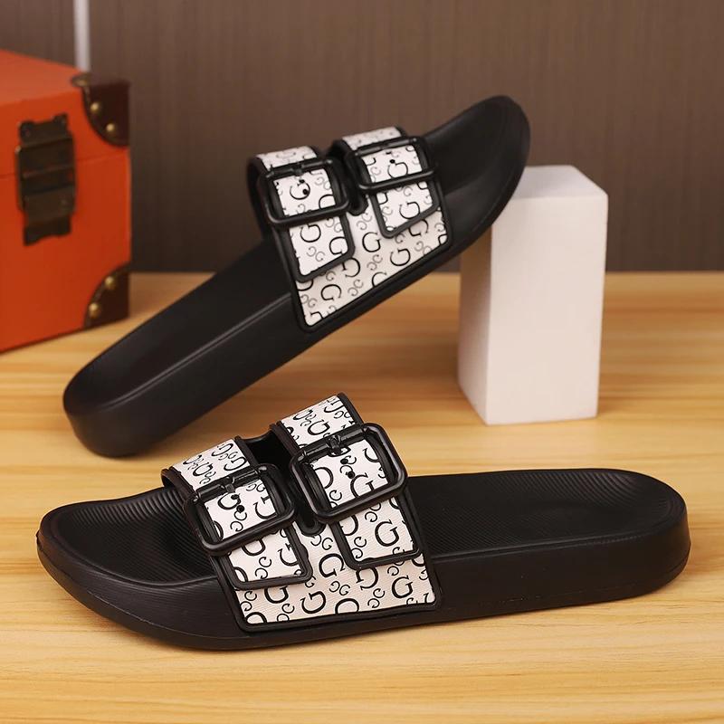 Sandales en Cuir Véritable pour Homme Confortables Sandales Homme Chaussons d'Intérieur Chaussures d'Été Homme Vente Pantoufles Homme Véritables Tongs