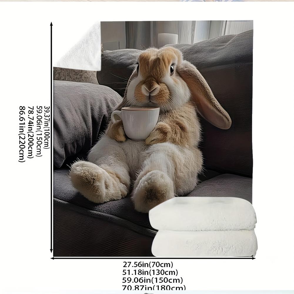 Cute Bunny Printed Blanket , Warm and comfortable throw blanket sofa bed sofa camping trip, the best gift.