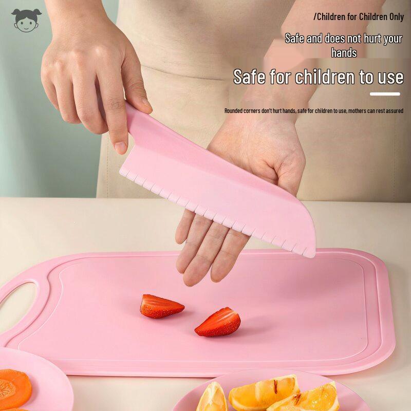 Child-Safe Kindergarten Plastic Cutting Board & Knife Set for Early Education