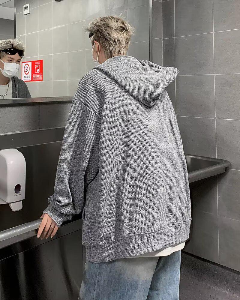 Unisex High-End Cleanfit Zipper Cardigan Sweater with Niche Design Hood