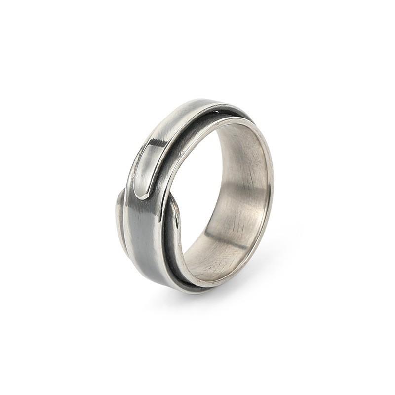 Retro Overlapping Bridges Ring For Men Silver Color Punk Gothic Open Ring Handmade Designer Jewelry Unisex Accessoriess Gift