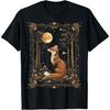 Mystic Moon and Moonphase Fox Mystical Flowers Aesthetic T-Shirt(1)