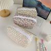 Portable Quilted Cotton Makeup Bag Flower Printed Large Capacity Travel Toiletry Bag Cosmetic Organizer for Women