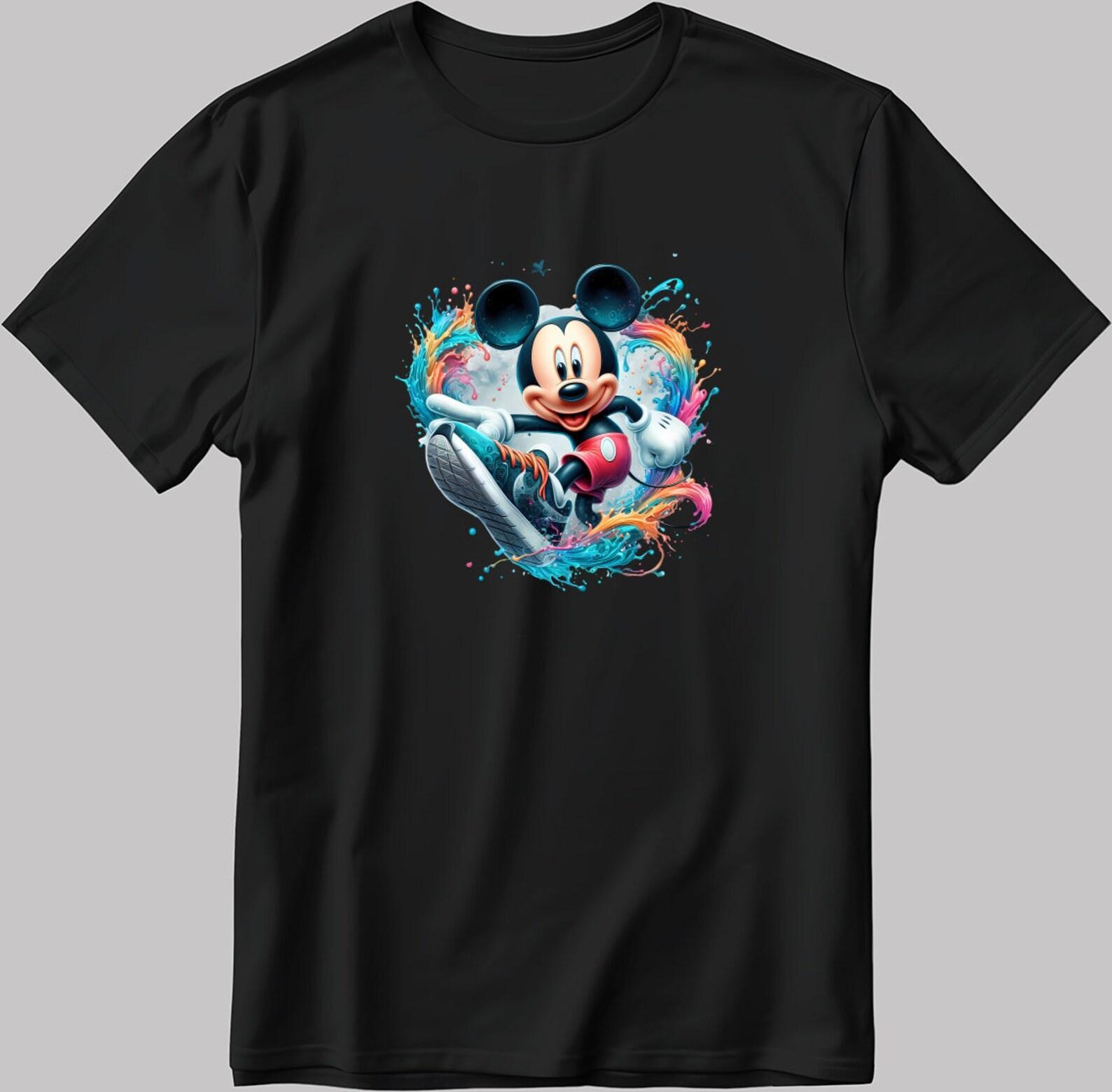 Mickey Mouse Art T-Shirt - Graphic Print Tee N182 XL