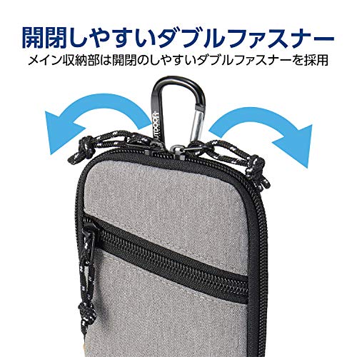 Hakuba Smartphone Case, OUTDOOR PRODUCTS Smartphone Pouch 04, Heather Gray, AMZODSPP04HG, with Carabiner and Belt Loop, Compatible with iPhone 17, Air