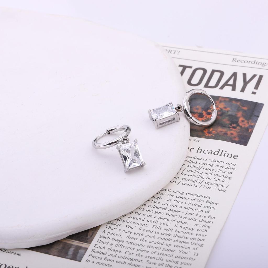 2026 Elegant High-End Geometric Square Earrings with Large Zircon