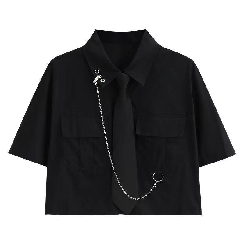 Women's Summer In Fashion Irregular Dress Matching Set Korean Elegant Short Sleeve Shirt+Strap Skirt Two Piece Suit