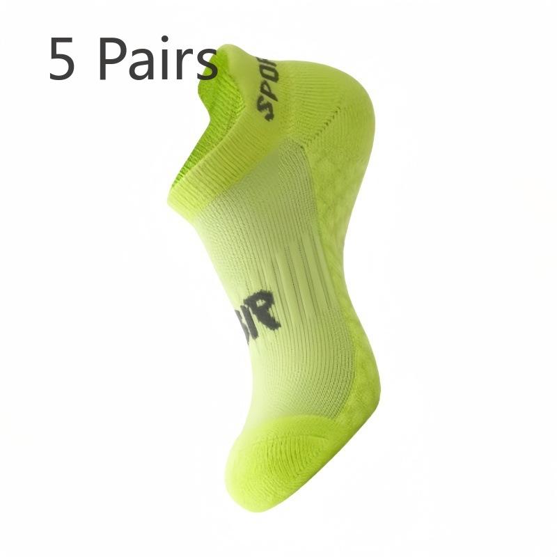 5 Pairs of Female Autumn and Winter Towel Bottom Deodorant Sweat Absorbing Running Boat Socks