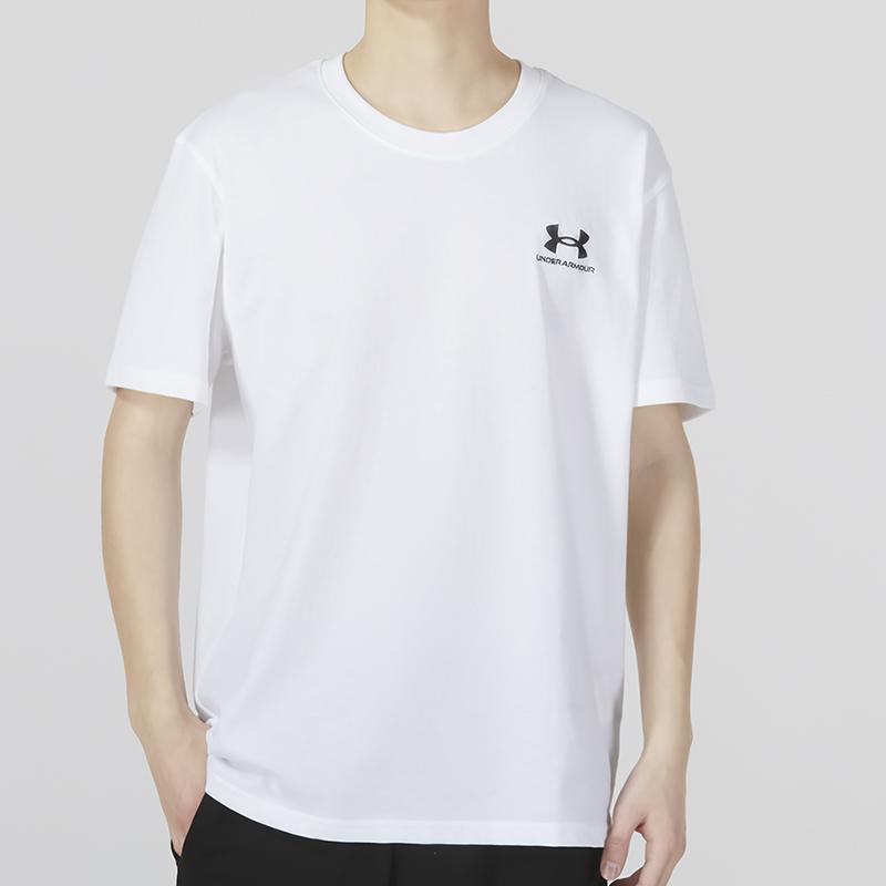 Under Armour Solid Color Sports Running Training T-Shirt Short Sleeves Men Tops White 1373997-100