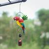Parrot Wind Chime Iron Hanging Decoration Bird Wind Chimes with Bell for Outside Patio