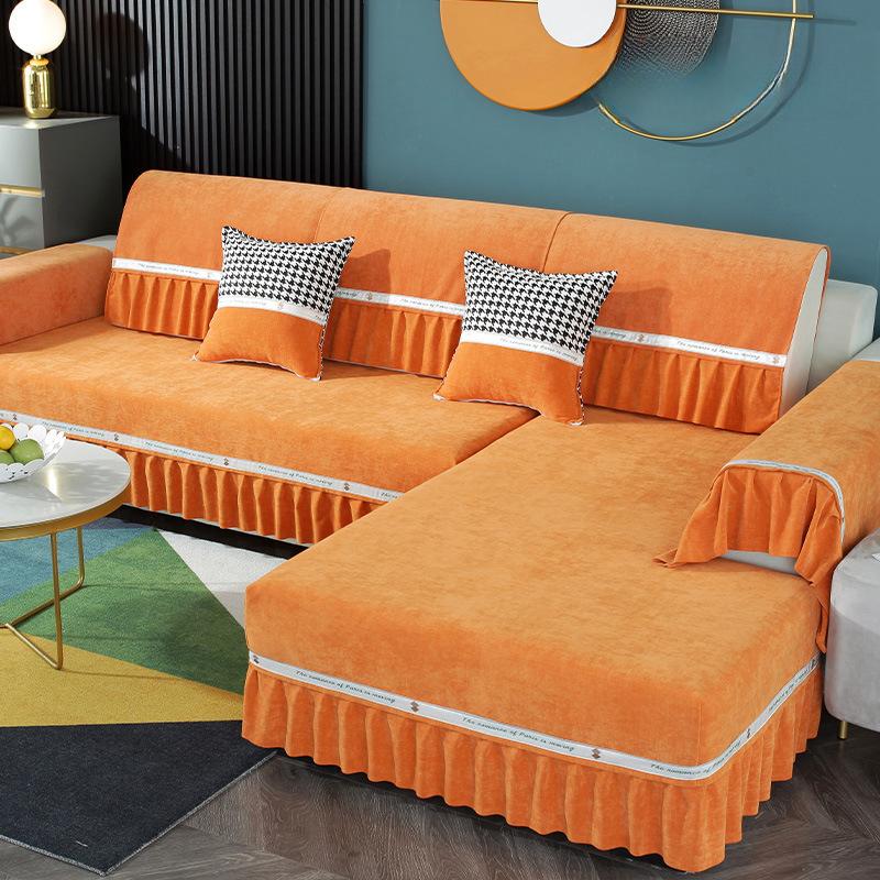 European-Style Sofa Cushion Four Seasons Chenille Fabric Non-Slip Simple Modern Gray Sofa Cover Cushion
