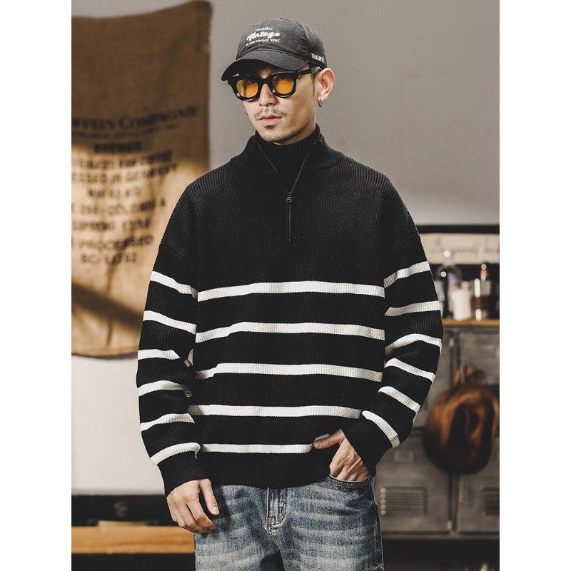 Men's Warm Fashionable Big Size Heavy Sweater Soft High Quality Fabric Half Zipper Sweater Loose Casual Sports Long-sleeved Knit Shirt