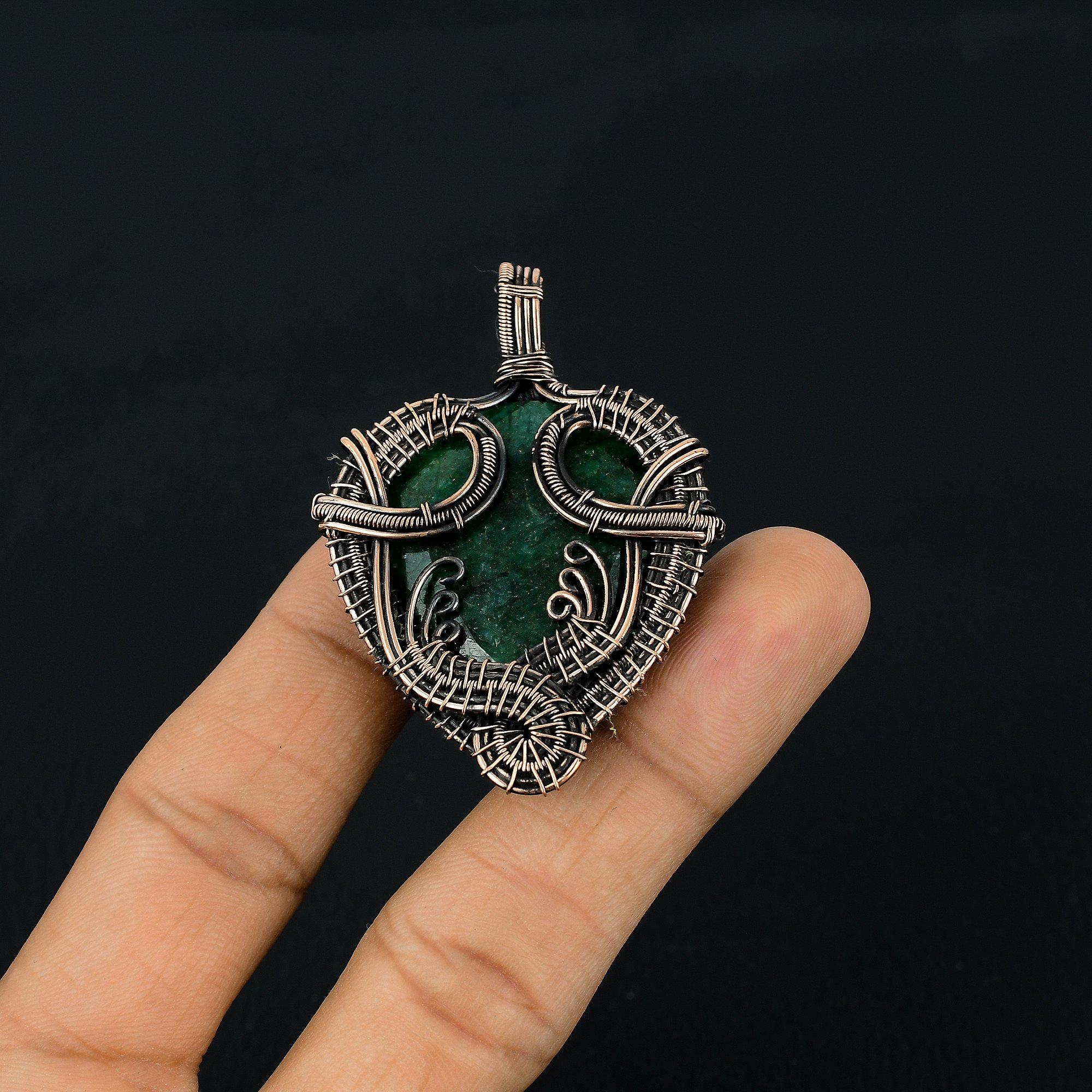 

Изумрудная подвеска, Подвеска из медной проволоки 999 пробы, Ювелирные изделия с драгоценными камнями, Подвеска ручной работы, Потрясающие украшения, Подарок для нее 2.55 Inches