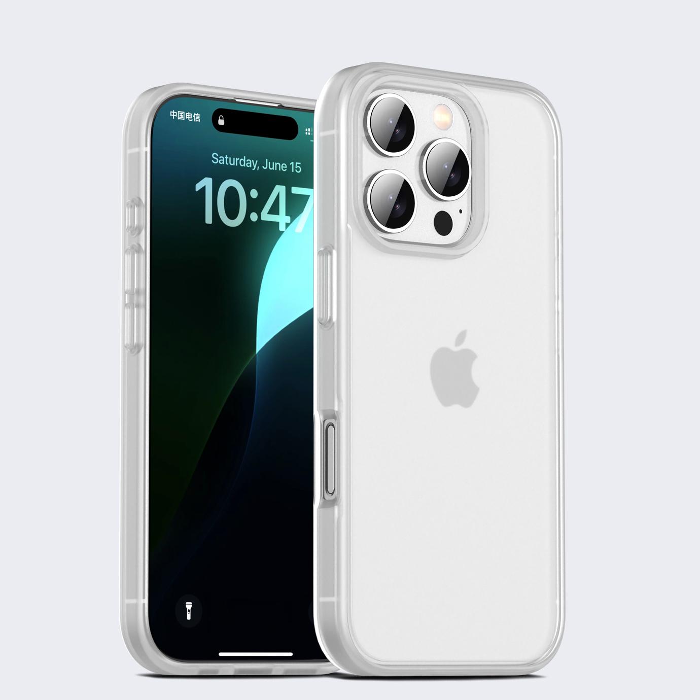 

Прозрачный матовый чехол KEYSION для iPhone 16 Pro Max, полупрозрачный силиконовый + противоударный чехол для задней панели телефона из поликарбоната для iPhone16 15 Pro Max for iPhone 16 Pro Max чистый