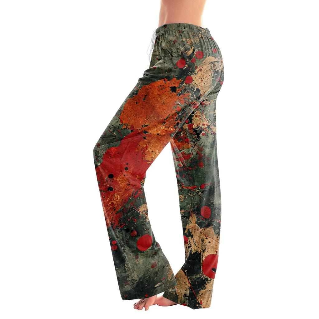 Women's Drawstring Lounge Pants Halloween Print Casual Full Length Soft Fabric Elastic Waistband Relaxed Fit Trousers