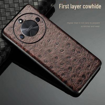 Honor X50 Genuine Leather Ostrich Pattern Case - High-End Protective Cover