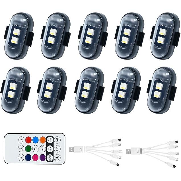 8PCS Wireless LED Lights For Car With Remote Control, High Brightness Wireless LED Strobe Light 8 Colors USB Charge IP65 Waterproof Anti-Collision