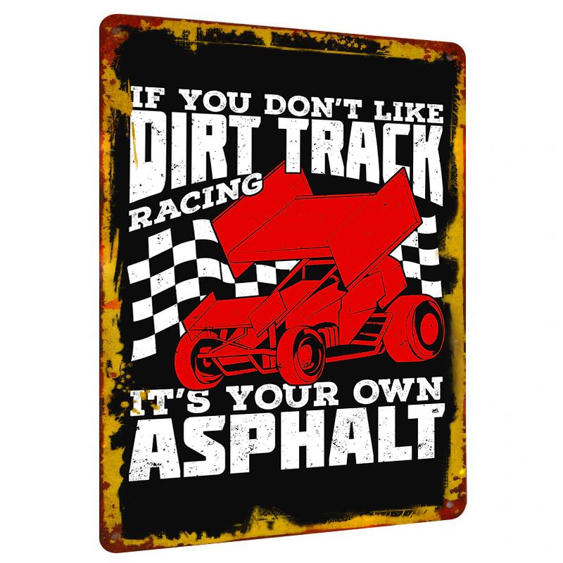 Custom DIRT TRACK RACING Metal Tin Sign Racing Theme Wall Art Decor for Race Fans 20x30cm(7.8x11.8inch)