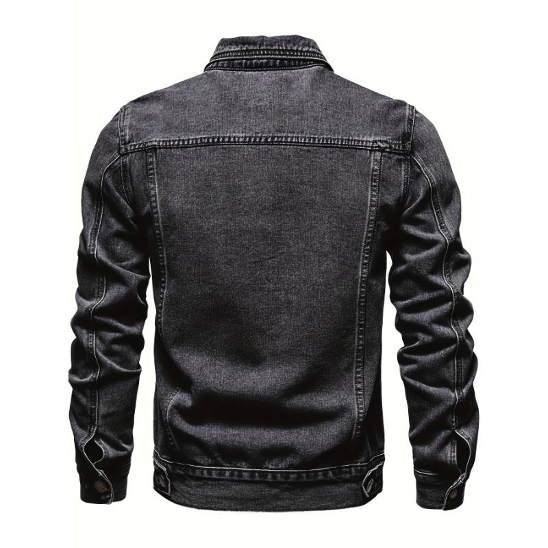 Autumn Men Solid Denim Jackets Fashion Motorcycle Vintage Jeans Jackets Hommes Slim Fit Cotton Casual Black Blue Coats