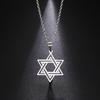 Je Bible Stainless Steel Hexagram Chain Necklace Women Men Cutout Star of David Hexagon Choker Necklace Mezuzah Jewelry